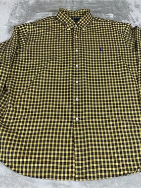 Ralph Lauren Classic Fit XXL Yellow and Black Check Button-Down Shirt